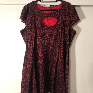SimplyBe Lovedrobe Red & Black Lace keyhole dress